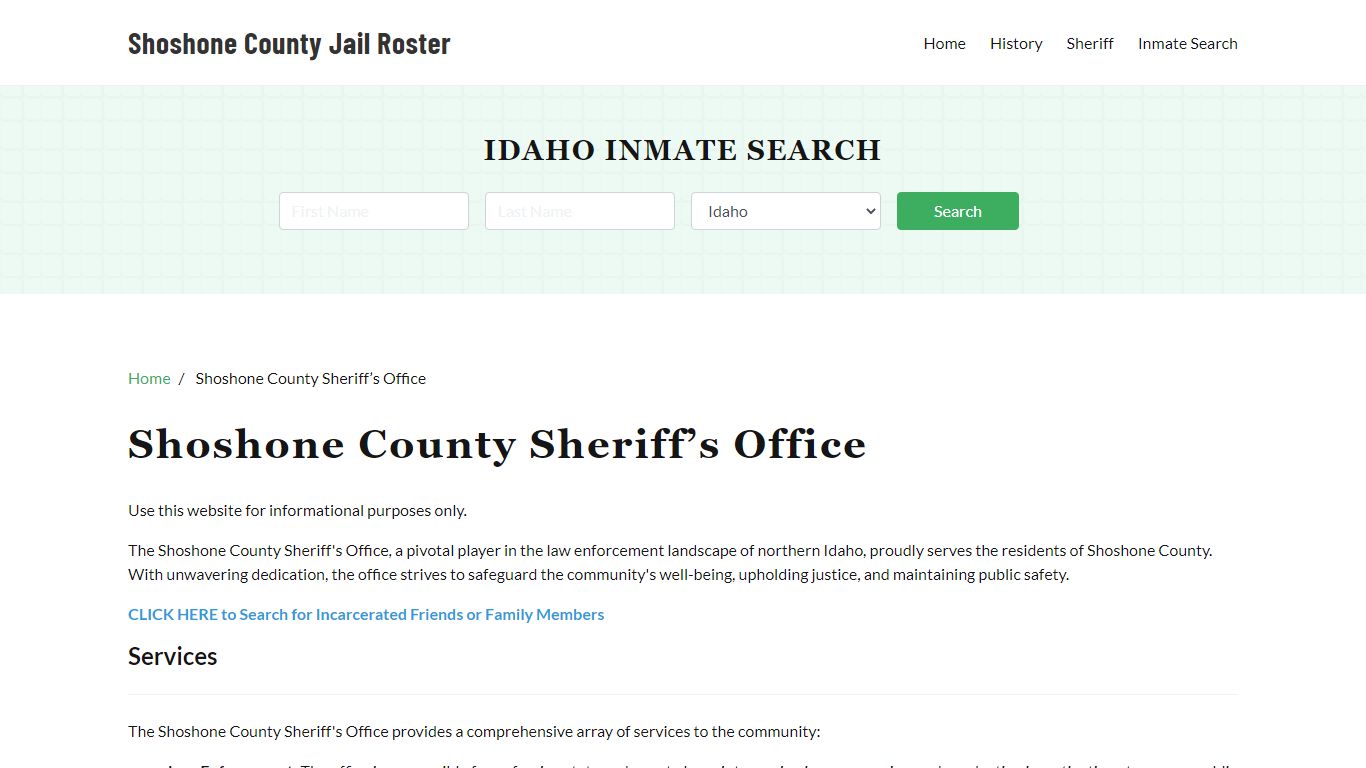 Shoshone County Sheriff Office, ID, Arrest Warrants Search