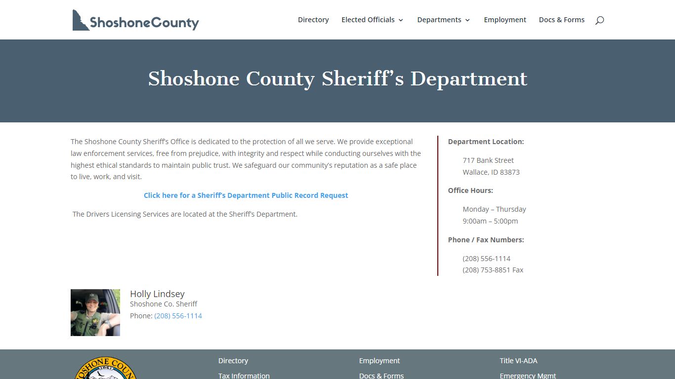 Shoshone County Sheriff’s Department - Id