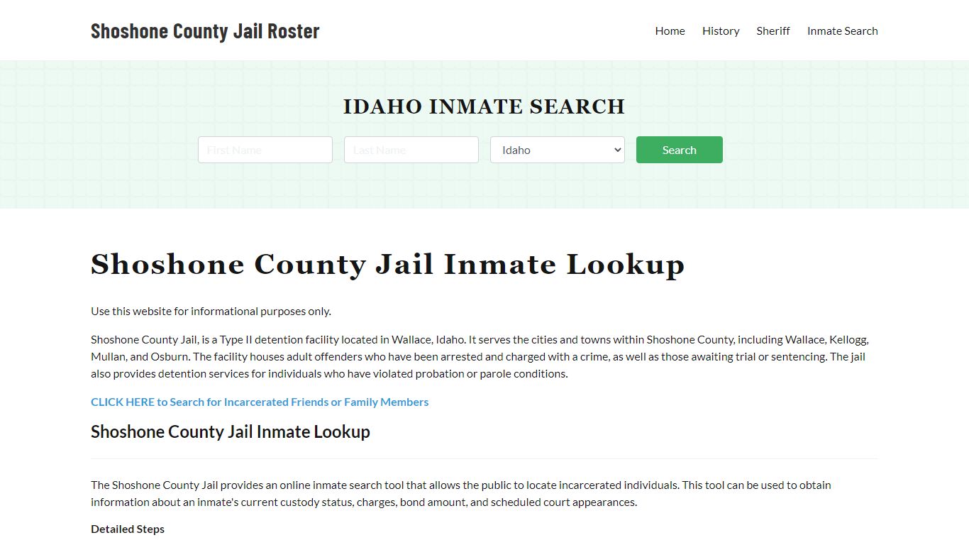 Shoshone County Jail Roster Lookup, ID, Inmate Search